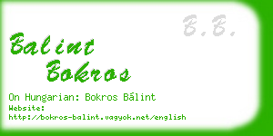 balint bokros business card